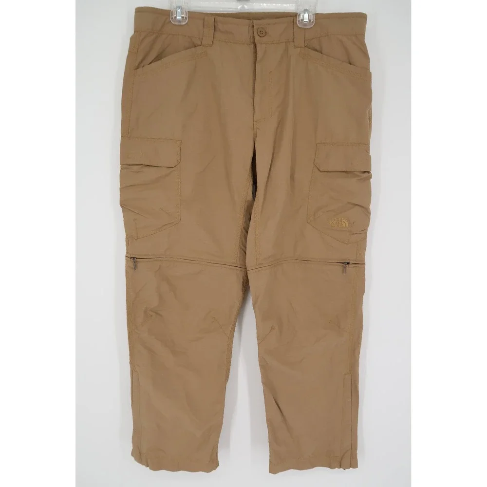 The North Face Mens 36 Convertible Paramount Peak Zip Off‎ Cargo Pants Tan Brown